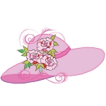 Red Hat with purple flowers arwork 118 Pink